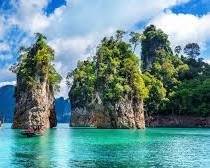scenic landscapes of Thailand including Bangkok temples, Northern mountains, and Andaman coast beaches, AI generated