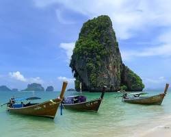 scenic landscapes of Thailand including Bangkok temples, Northern mountains, and Andaman coast beaches, AI generated